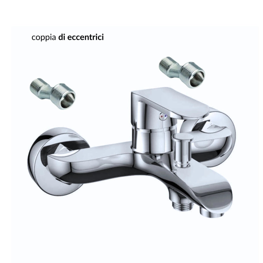 Miscelatore rubinetto america esterno vasca in ottone cromato con set doccia *** confezione 1