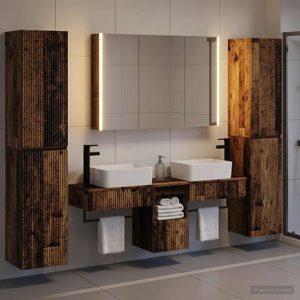 Set di mobili per il bagno 6 pcs Legno antico 3407205