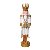 Soldatino Schiaccianoci in resina bianco e oro cm 9,5x8xh45,5