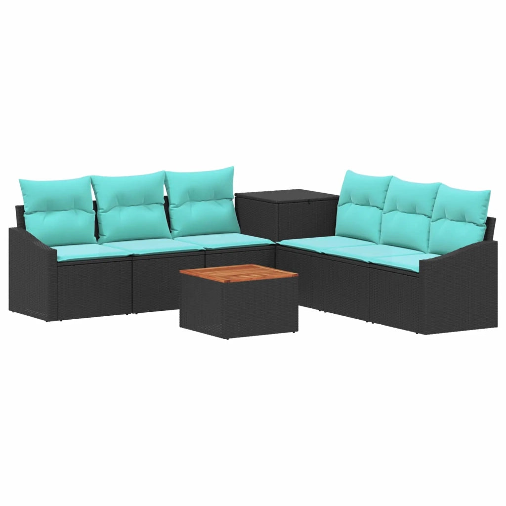 Set di divani 8 pz Nero e Blu Rattan sintetico e Acciaio 3448214