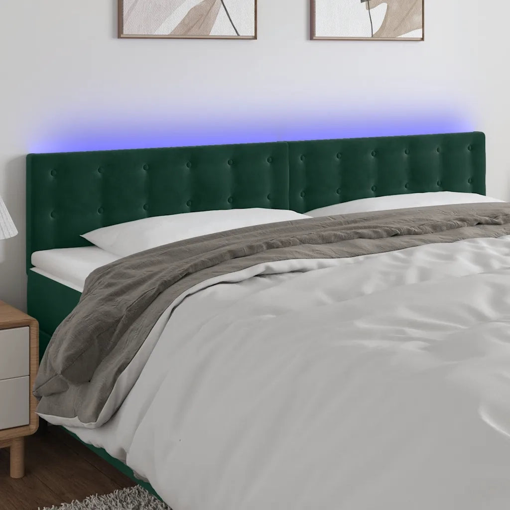 Testiera a LED-Testata con LED Verde Scuro 160x5x78/88 cm in Velluto 389850