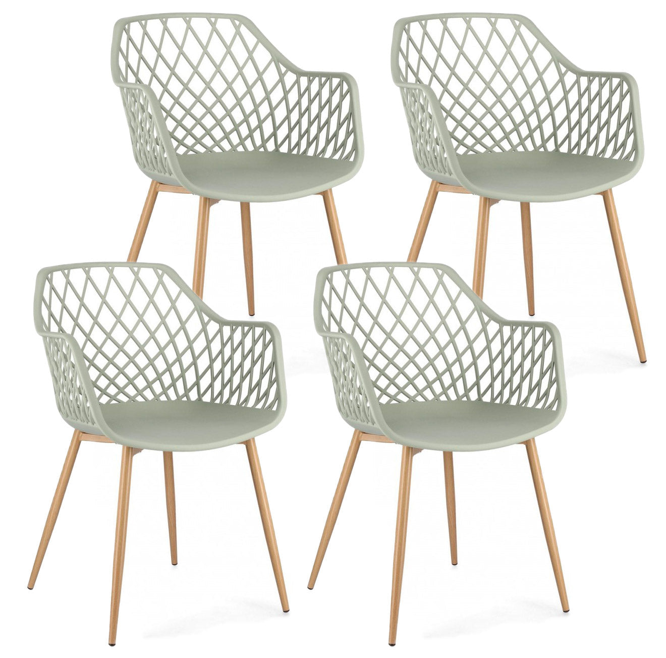 Set 4 Sedie 58x54x85,5 cm Optik in Plastica Verde