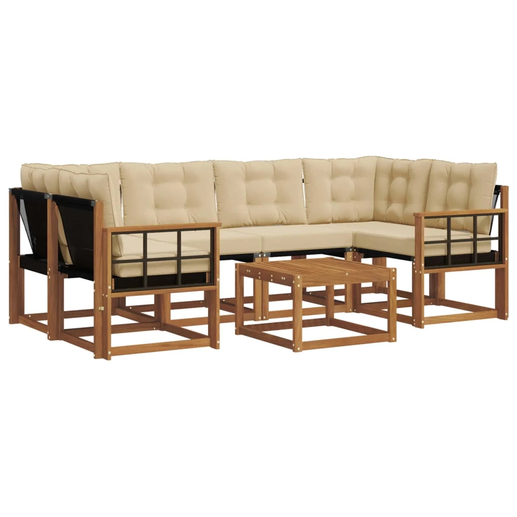 Set di divani da esterno con cuscino 7 pcs Naturale e Beige 3368456