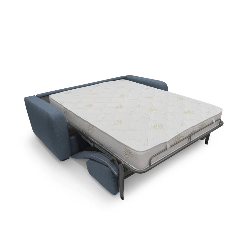 Duna Divano letto matrimoniale con materasso 20 cm in tessuto impermeabile T03 215 cm (mat. 160x197) blu
