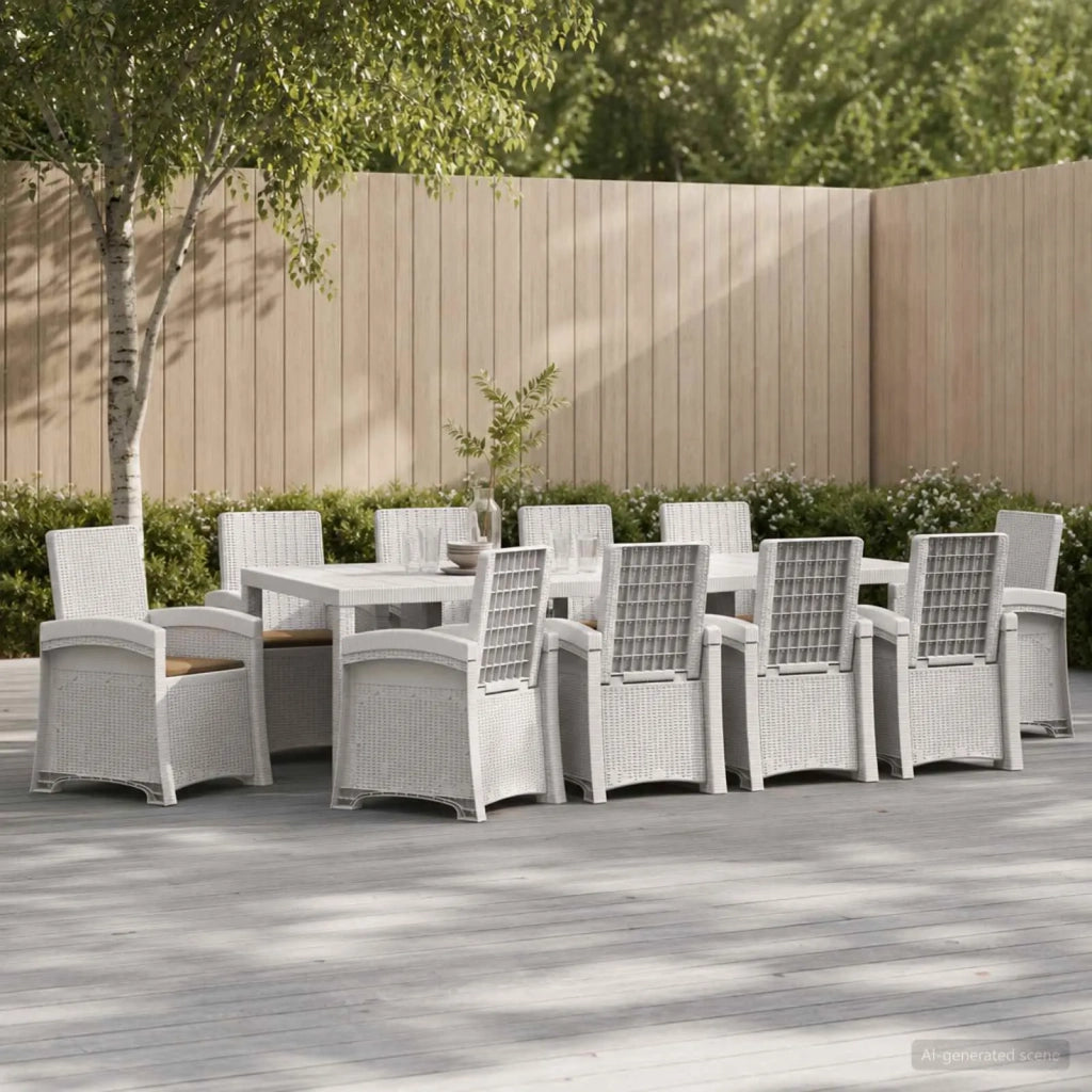 Set da Pranzo per Giardino 11 pz Bianco e Tortora PP 3430177