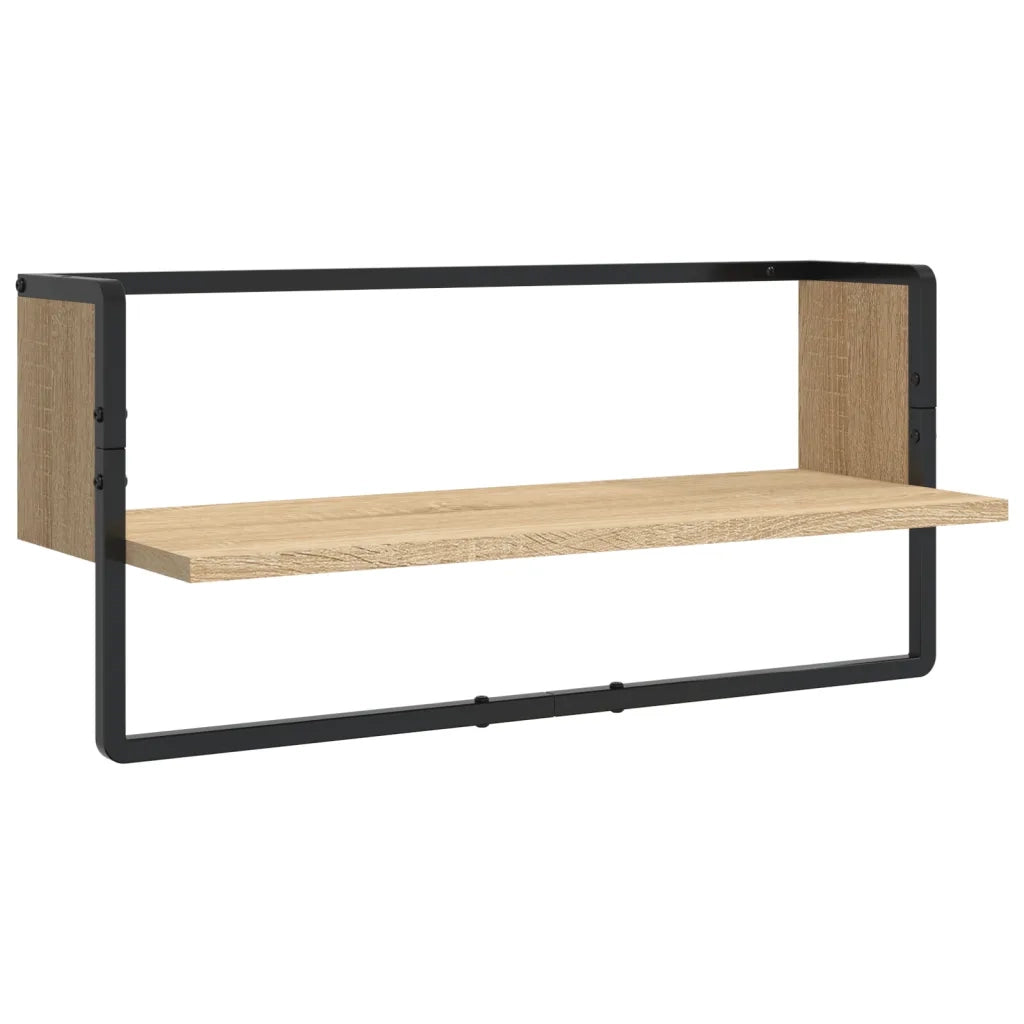 4 pz Set Mensole Parete | Mensola sospesa con Aste Rovere Sonoma Legno Multistrato