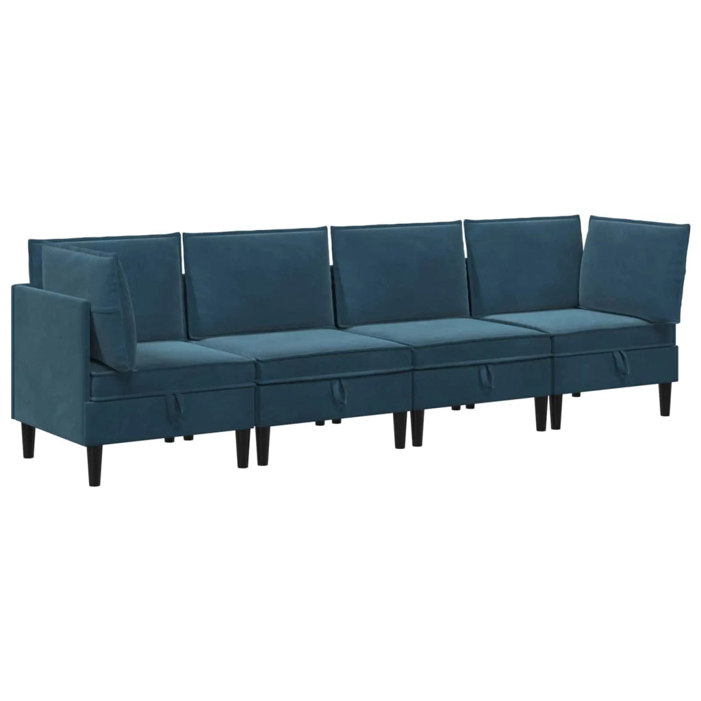 Set di mobili per il soggiorno con cuscino 4 pcs Blu Velluto