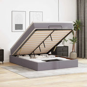 Struttura Letto Pouf con Materasso Grigio 140x200 cm Similpelle 3311044