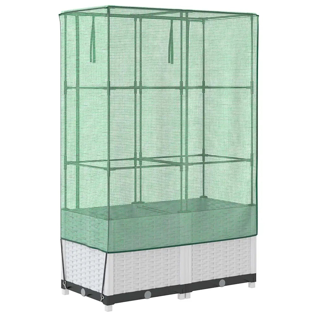 Fioriere | Cassetta per fiori | Letto Rialzato con Copertura Serra Effetto Rattan 80x40x138 cm