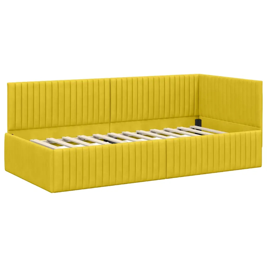 Struttura Letto Angolare con Materasso 2 pz-Giroletto con materasso Giallo Velluto 528899