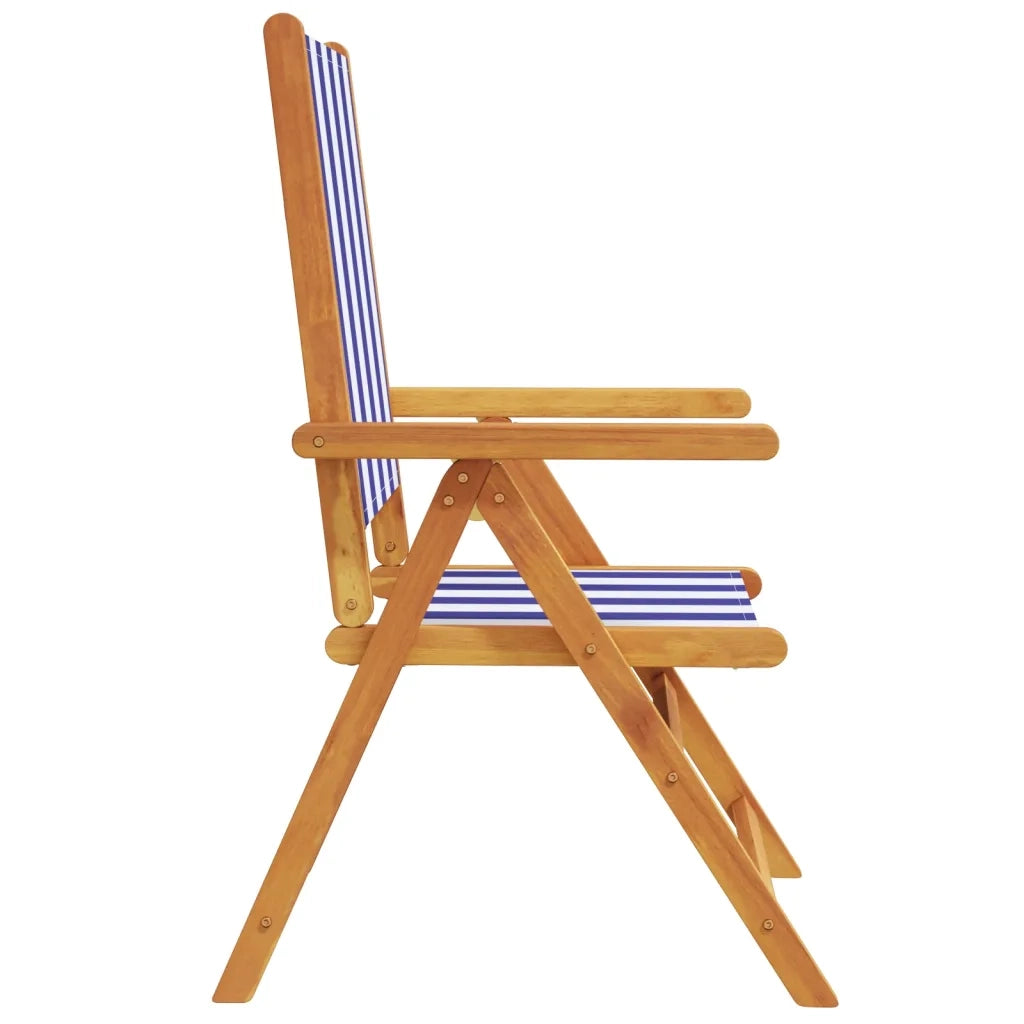 Sedie da Giardino Reclinabili 4 pz Blu e Bianco Tessuto e Legno 3214553