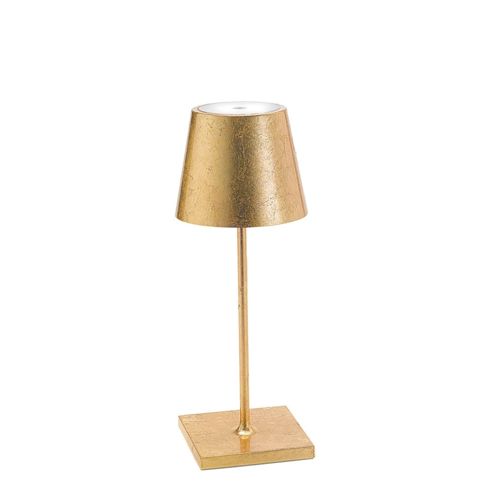 Lampada a led da tavolo Poldina Pro Mini Foglia Oro ricaricabile e dimmerabile con batteria fino a 12 ore