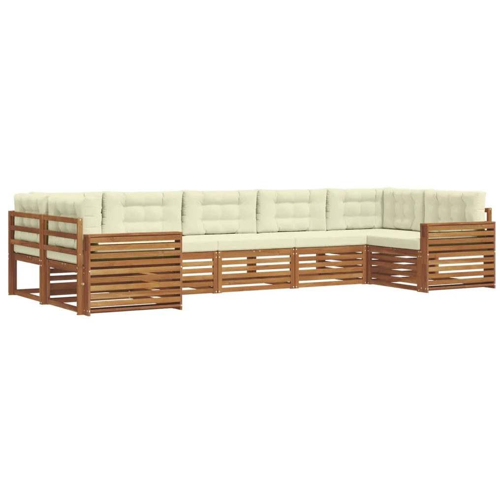 Set di divani da esterno con cuscino 7 pcs Naturale e Crema 3374065