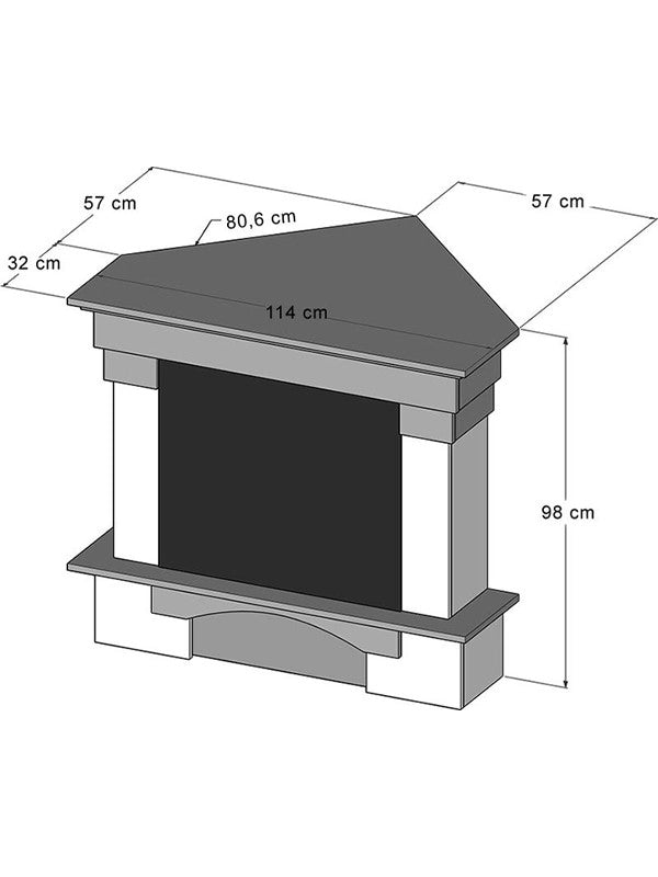 Caminetto Elettrico da pavimento Angolare A Libera Installazione - 28" - Rovere chiaro - 114 x 98 x 89 - PORTO