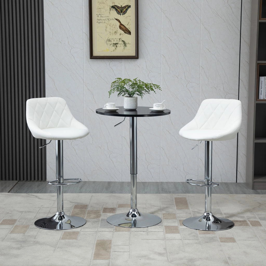 SET 2 SGABELLI DA BAR CON SCHIENALE E ALTEZZA REGOLABILE INDUSTRIAL BIANCO
