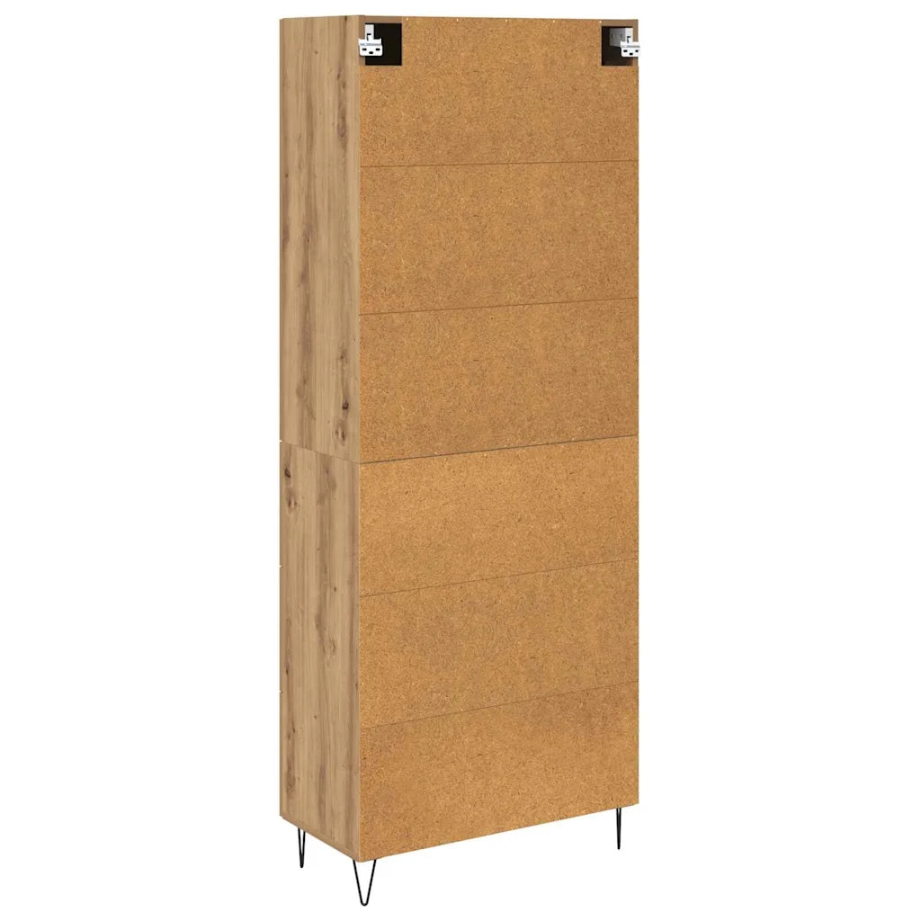 Credenza 2 pcs Rovere artigianale Legno ingegnerizzato e vetro