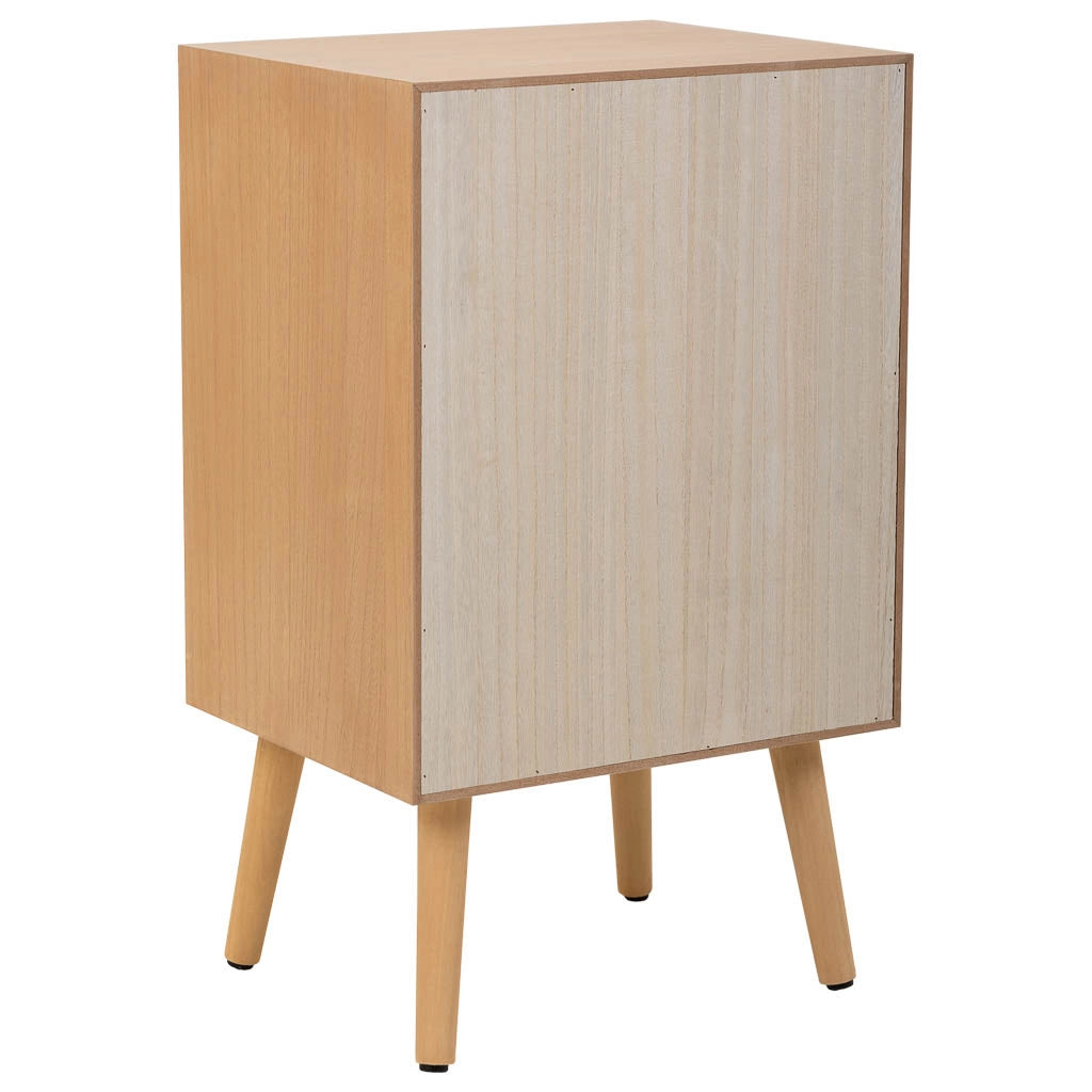 Comodino in legno con 1 porta e 1 cassetto marrone 42x34x70