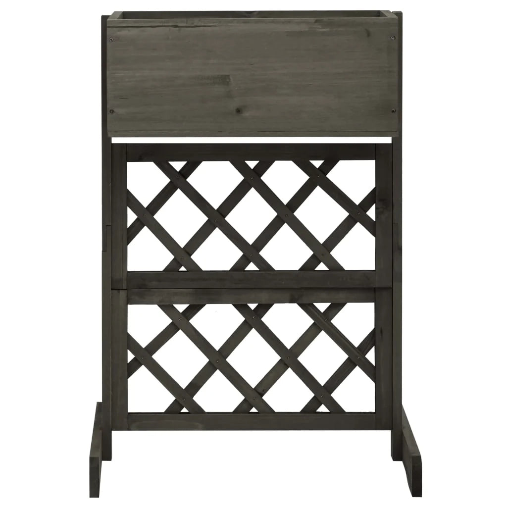 Fioriera da giardino a traliccio grigia 45 x 30 x 74 cm in legno di abete 02_0000874