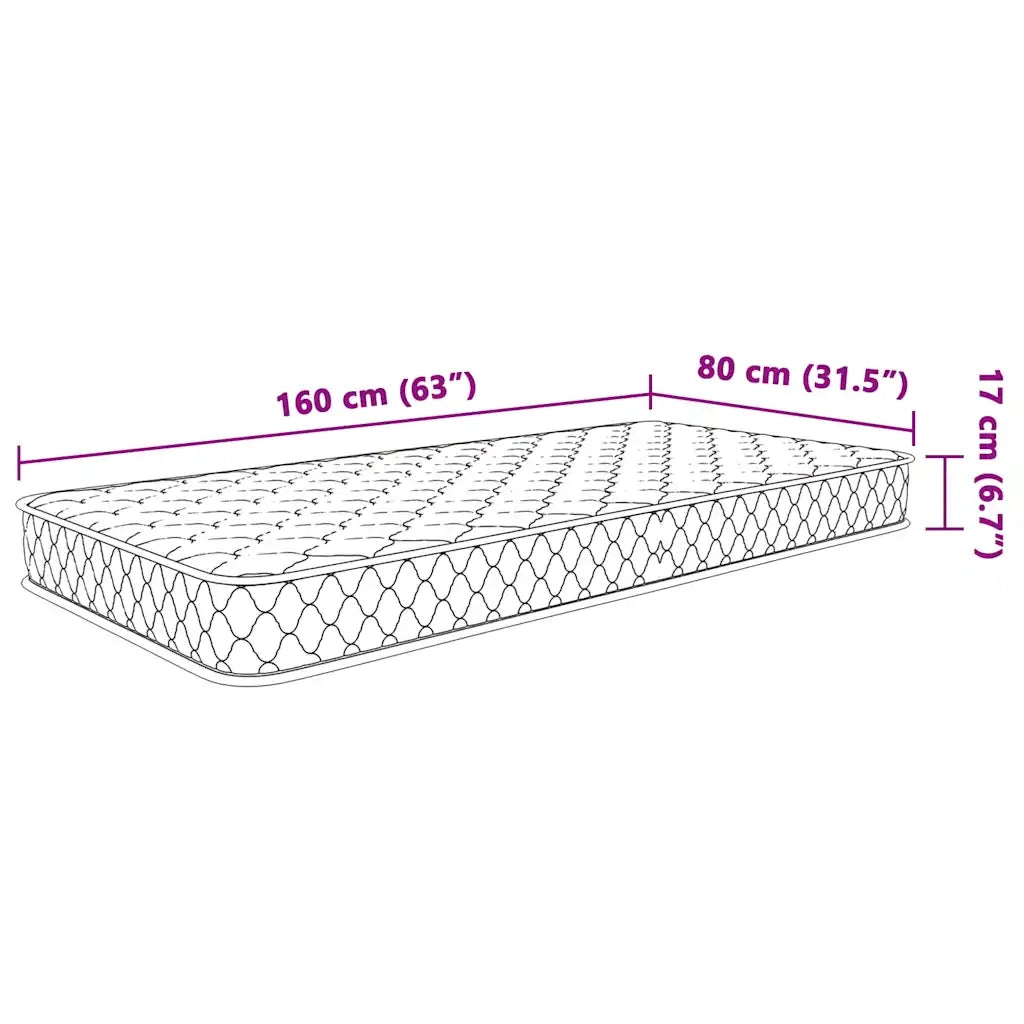 Materasso Viscoelastico-Materasso per Letto Bianco 80x160x17 cm Morbido