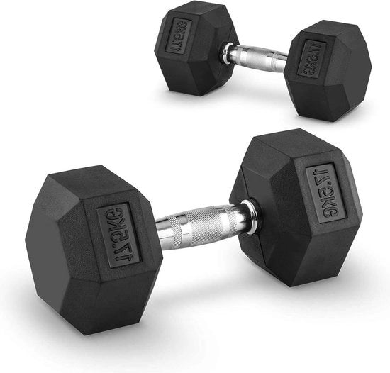 Haltere compattizzate a forma di sfera - 175 kg - haltere in gomma a sezione esagonale - disponibili separatamente