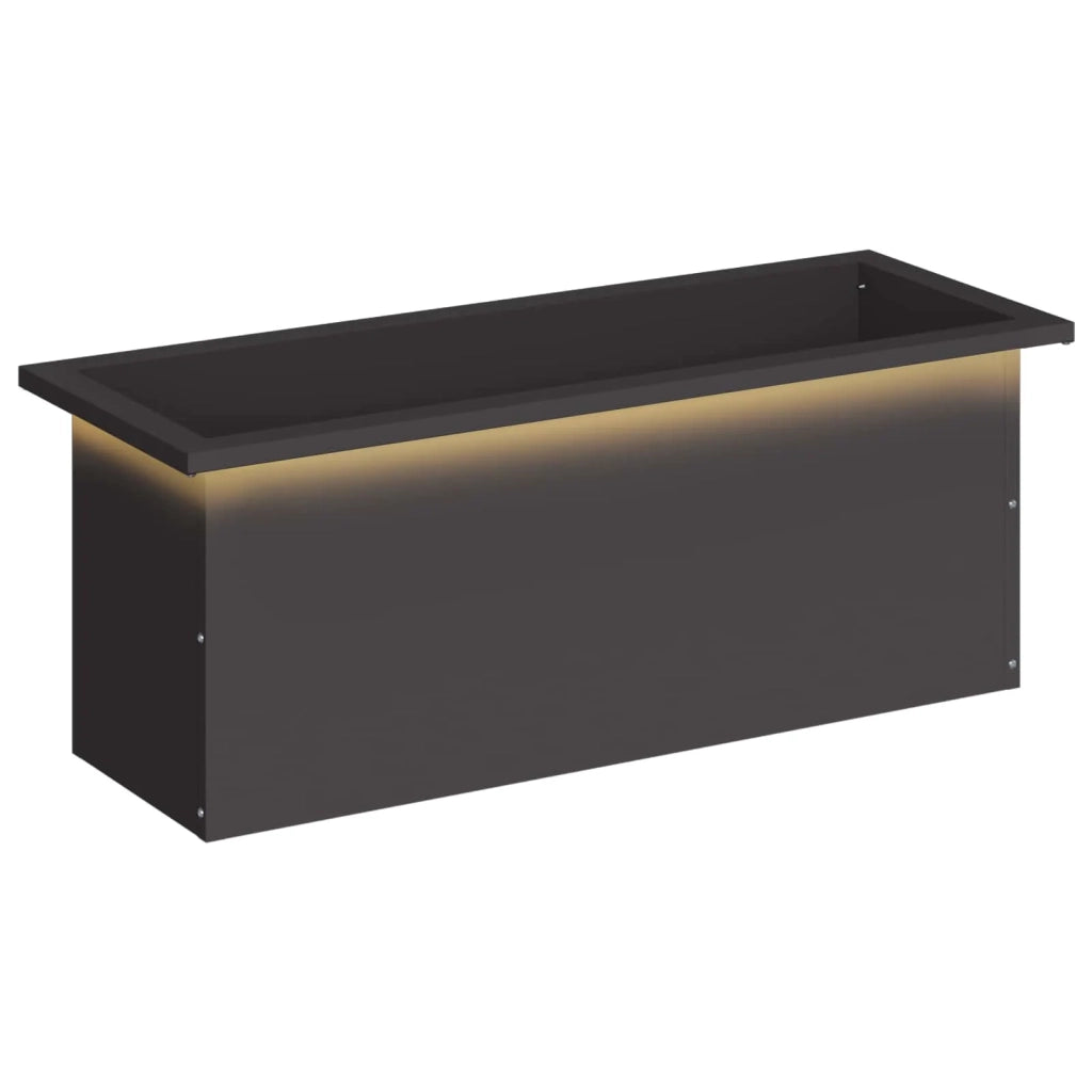 Fioriera da giardino con LED Nero 30 x 80 x 30 cm Acciaio 8008098