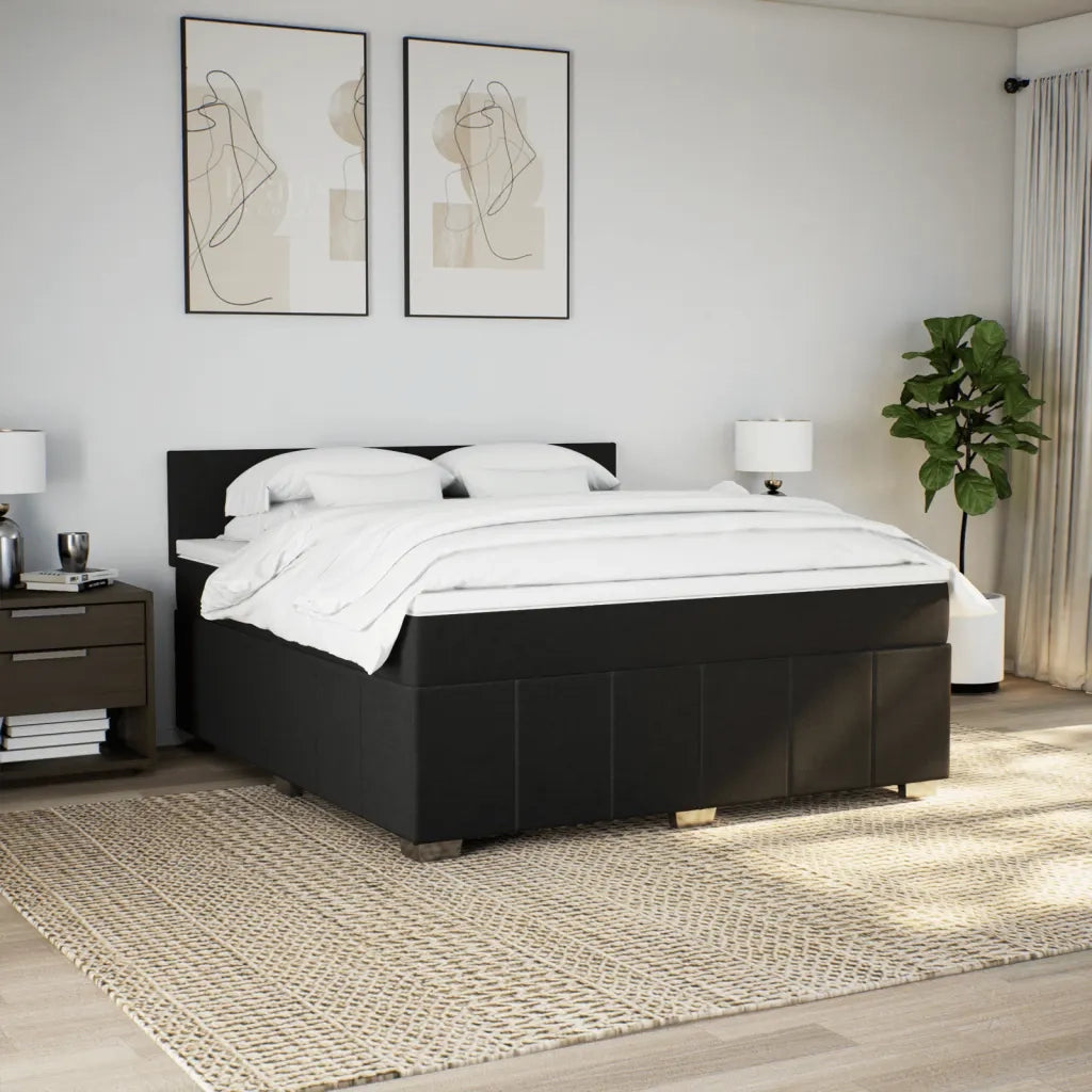 Giroletto a Molle con Materasso Nero 180x200 cm in Tessuto