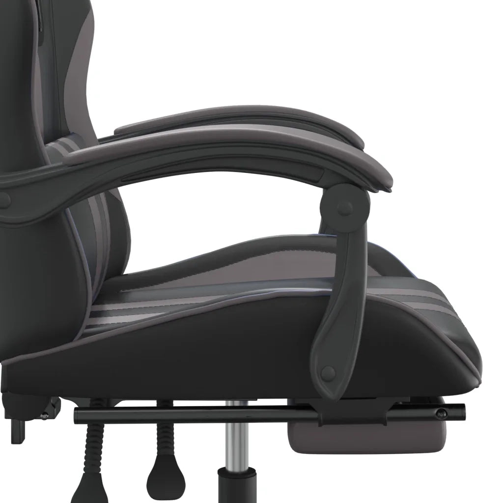 Sedia da Gaming Girevole Poggiapiedi Nero e Grigio Similpelle cod mxl 67723