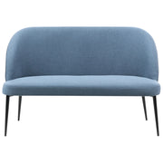 Divano da cucina Rivestimento in tessuto blu Struttura in metallo a 2 posti Gambe nere Panca