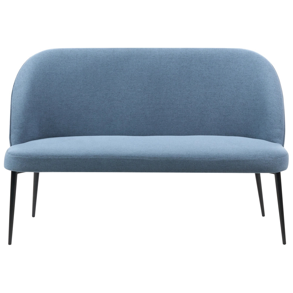 Divano da cucina Rivestimento in tessuto blu Struttura in metallo a 2 posti Gambe nere Panca