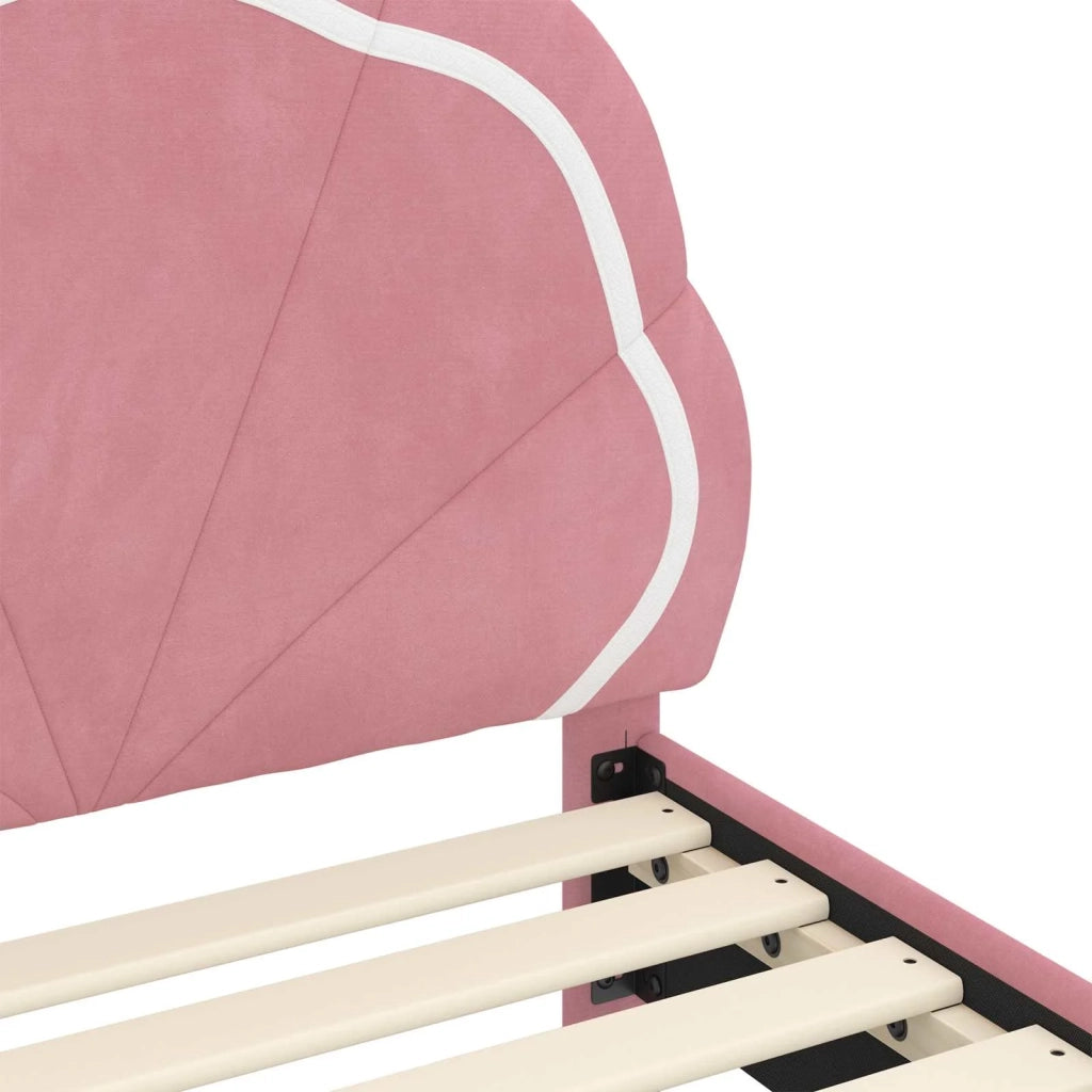 Struttura letto bambini con testata-Giroletto per bambini Rosa 90 x 190 cm Velluto 304698