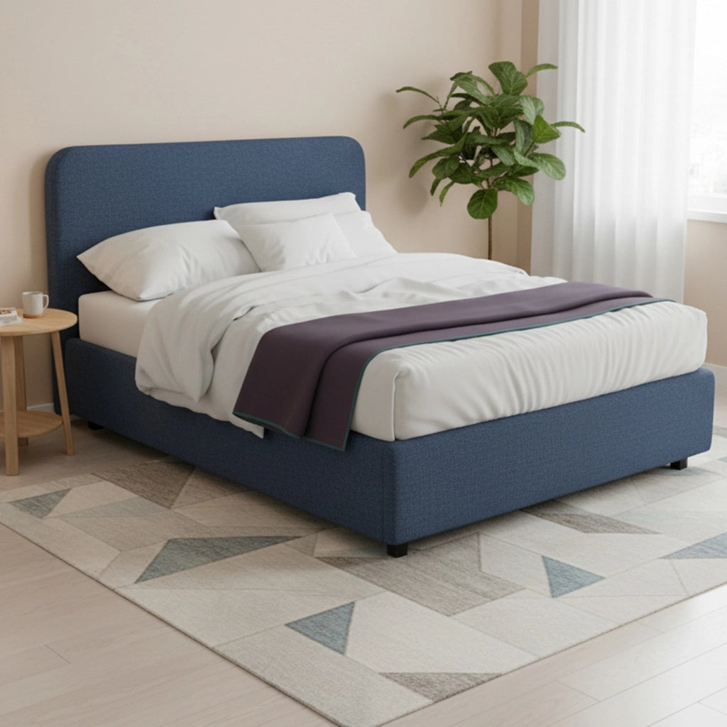 Bury, Letto Matrimoniale Sfoderabile Made in Italy, blu