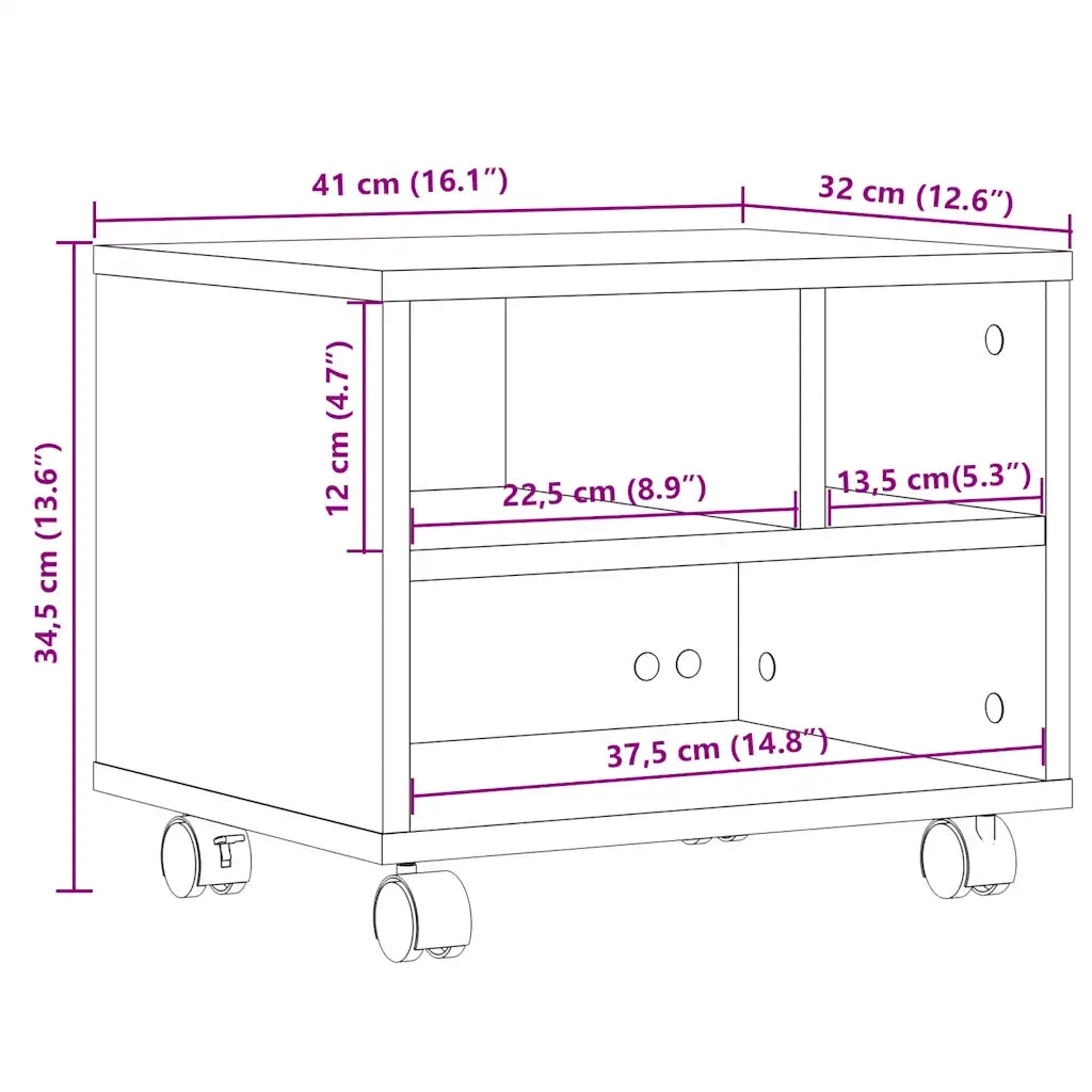 Supporto per Stampante con Ruote Bianco 41x32x34,5 cm CFW7873666