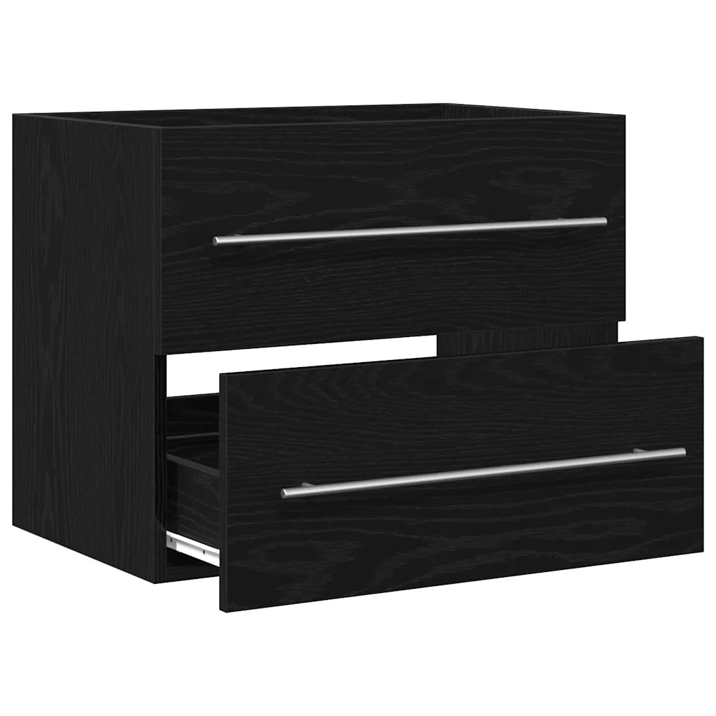 Mobile Lavabo da Bagno Rovere Nero 60x38,5x48 cm in Truciolato