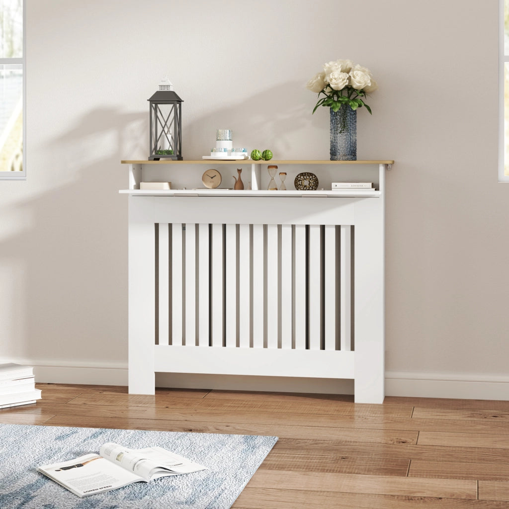 Copritermosifone con Cassetto Portaoggetti ¨C Xylo ¨C Legno Bianco 112x19x97 cm