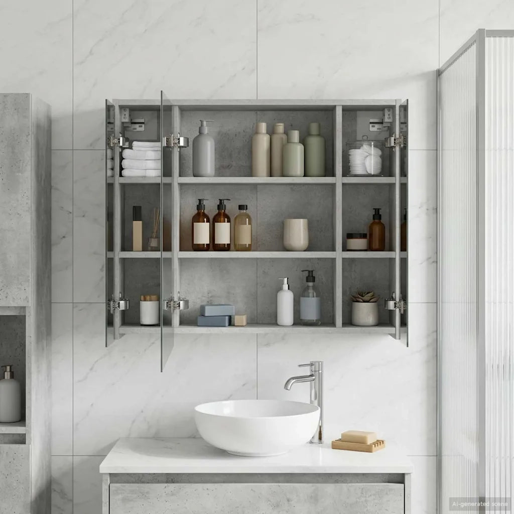 Mobiletto per specchio da bagno Grigio cemento