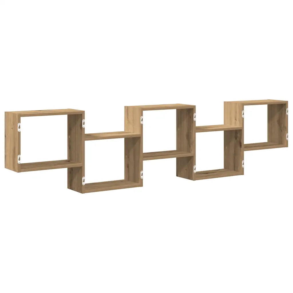 Scaffale Cubo Parete 5 Scomparti Truciolato Rovere Artigianale 860003