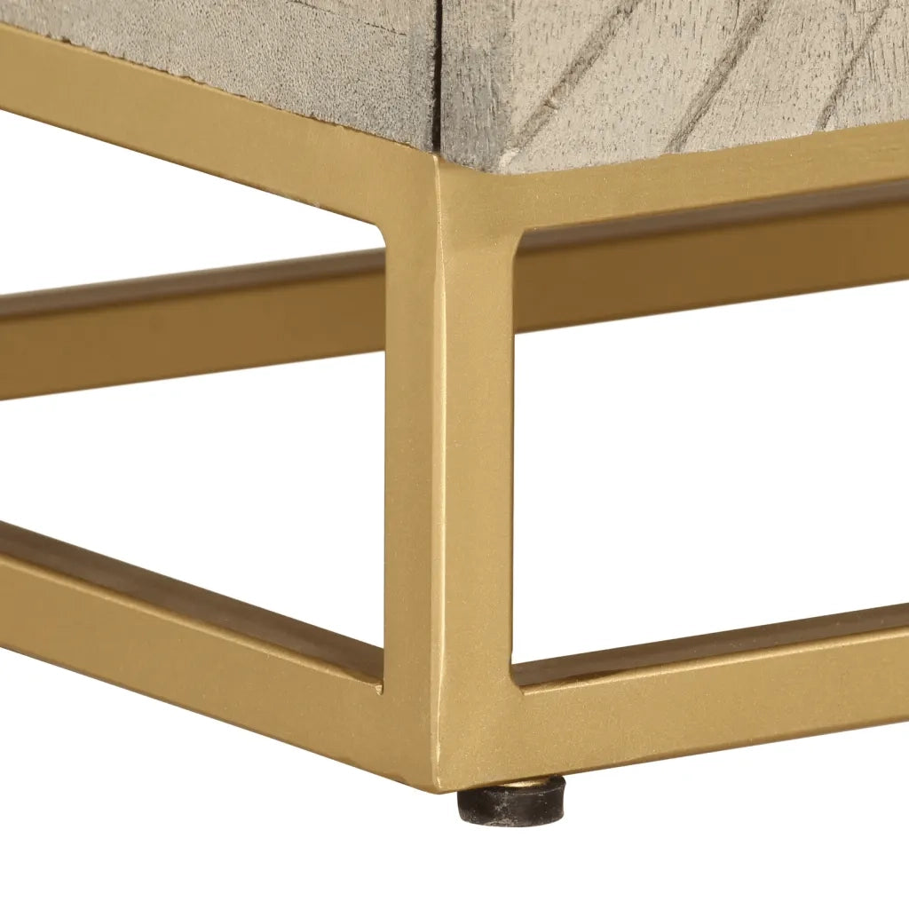 Comodino | Armadio da Notte | Mobiletto da notte 40x30x50 cm in Legno Massello di Mango e Ferro
