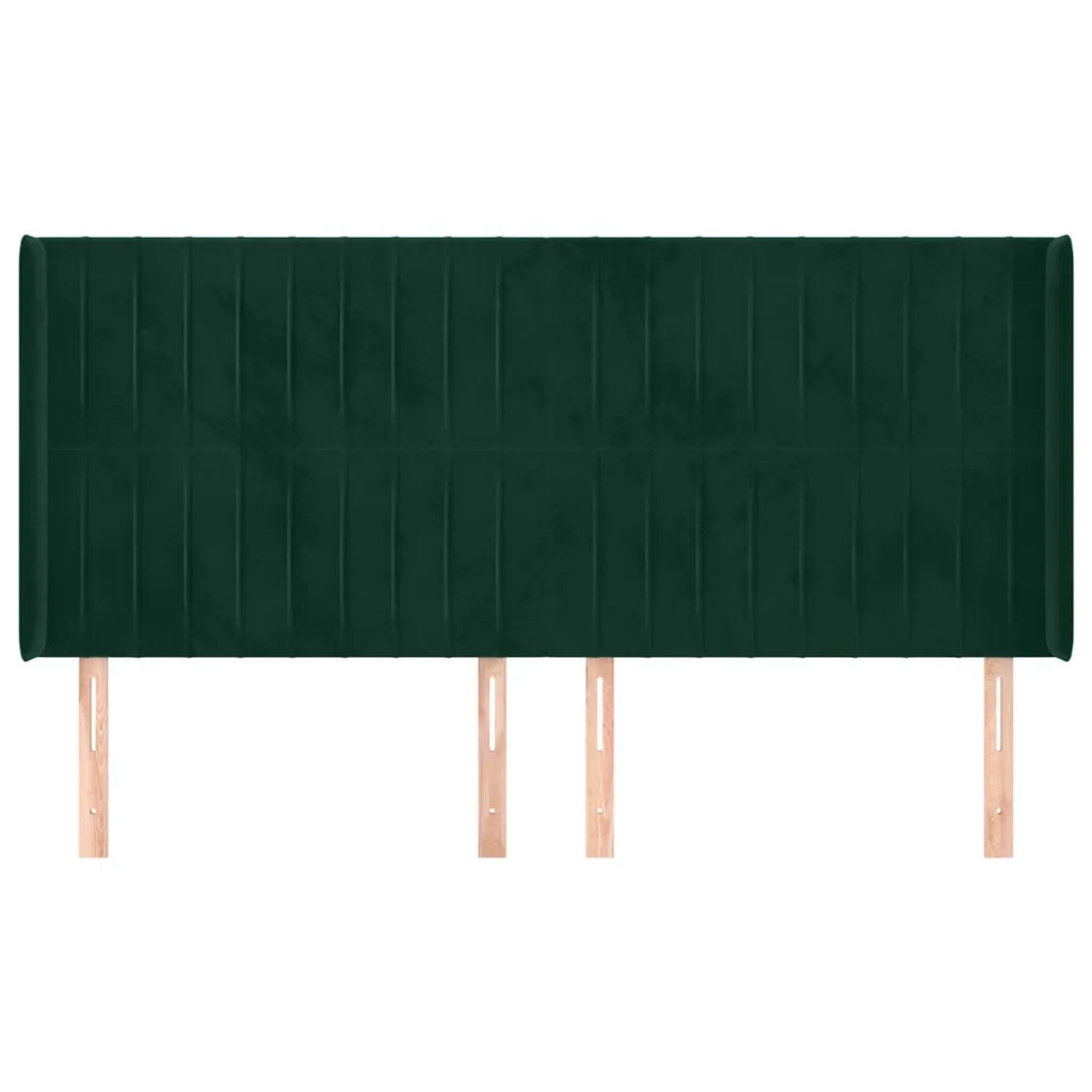 Testiera | Testata ad Orecchio Verde Scuro 203x16x118/128 cm in Velluto