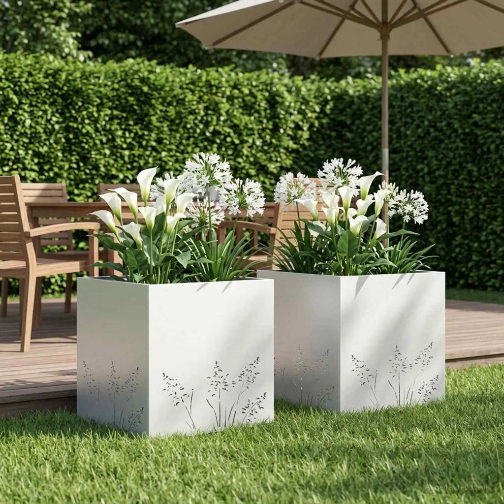 Vaso da giardino 2 pz Bianco 50 x 50 x 49 cm 8005795