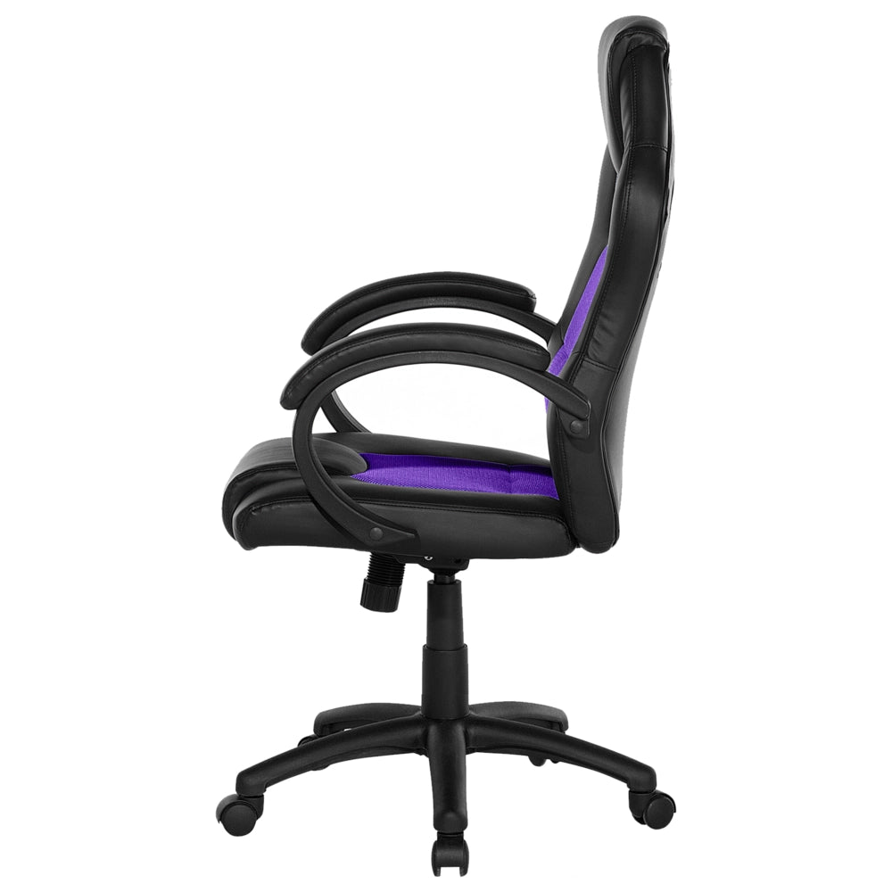 Sedia da ufficio Girevole e regolabile in ecopelle di colore nero e viola