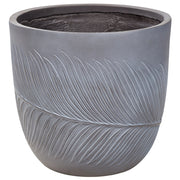 Vaso per piante da esterno in fibra di argilla grigio 42 x 42 x 40 cm Vaso rotondo resistente alle UC Motivo a foglie tradizionale