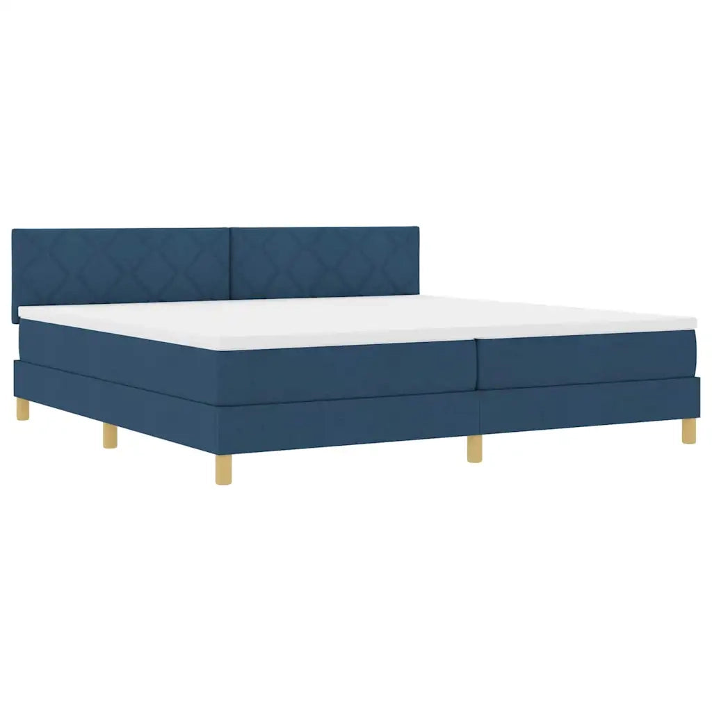 Letto a Sorgente LED con materasso Blu 200 x 200 cm Tessuto