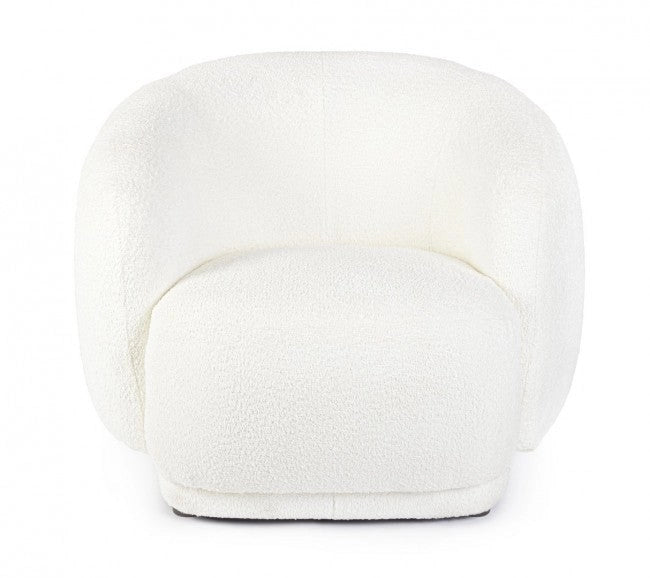 Poltrona Soggiorno 93x87x73 cm Tecla in Bouclè Bianco