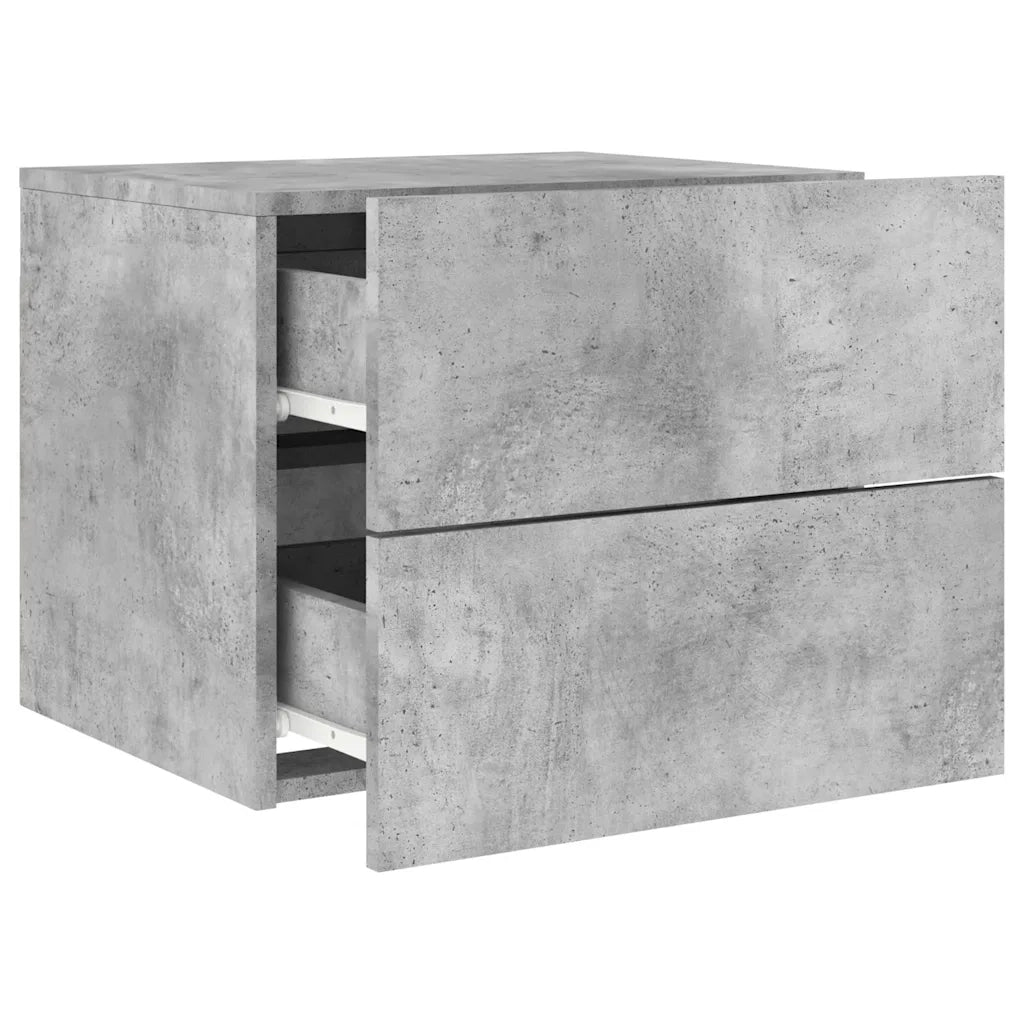 Comodini a Parete con Luci LED 2 pz-Set di 2 Tavolino da notte Grigio Cemento 336024