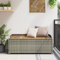 Panca da Giardino con Vano Portaoggetti 120cm Polyrattan Grigio