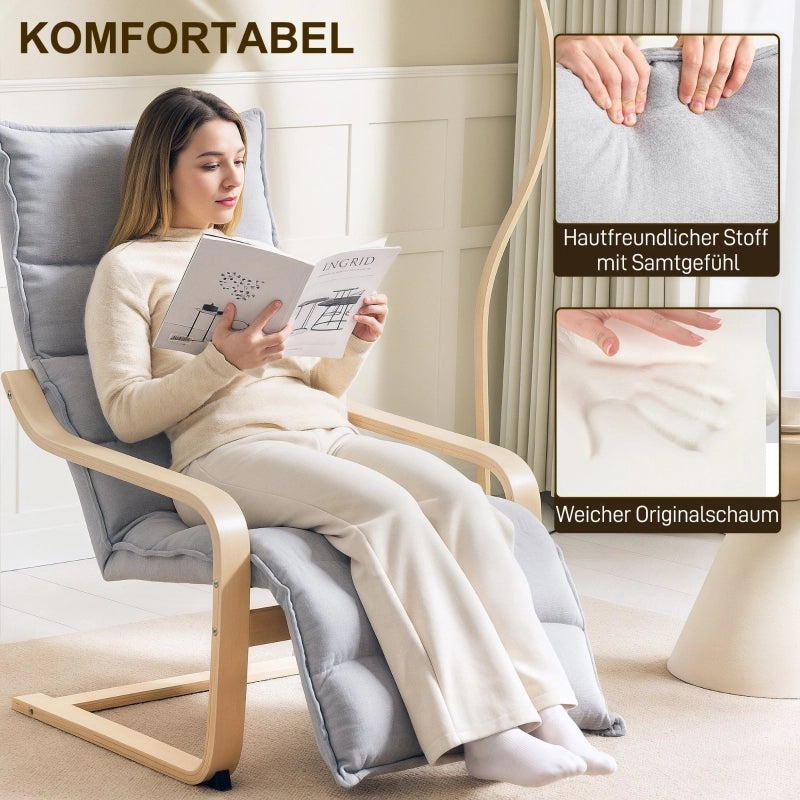 POLTRONA Relax con poggiapiedi regolabile 67 x 93-114 x 105 cm Velluto Grigio chiaro
