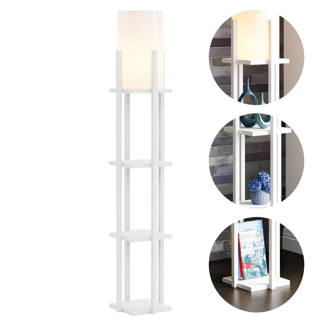 Lampada a Mobiletto Stourbridge Paralume Cilindrico Scaffale Bianco - lux.pro