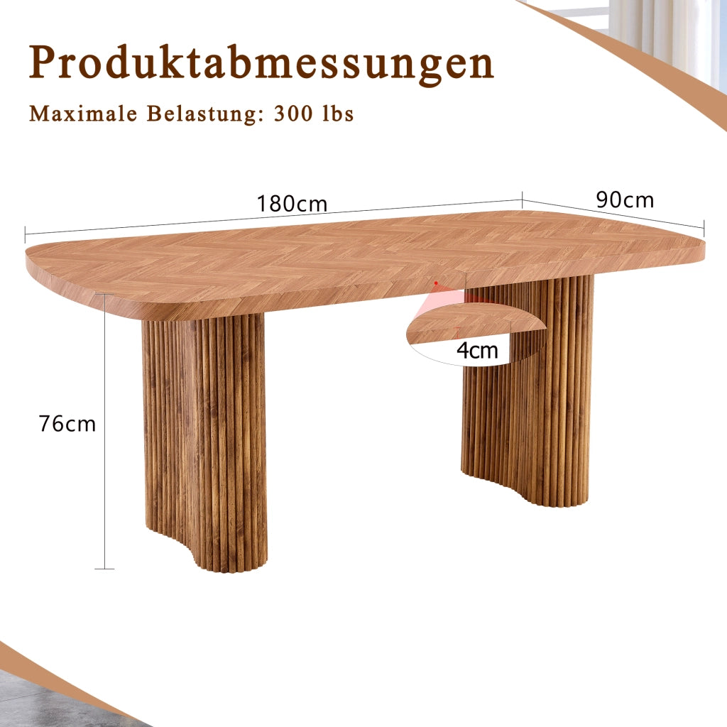 Tavolo da pranzo in MDF con base a colonna ad arco, stile moderno, per soggiorno e sala da pranzo, 180 × 90 cm