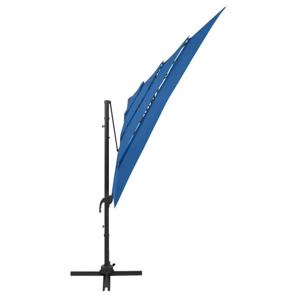 Ombrellone a quattro livelli con palo in alluminio 250 x 250 cm azzurro 02_0008786