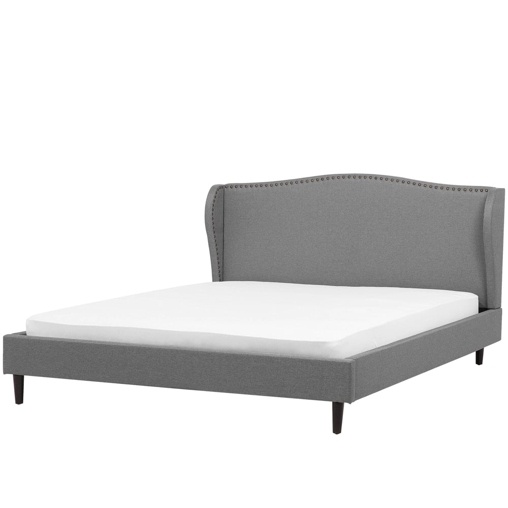 Letto imbottito con rivestimento in tessuto di colore grigio 160 x 200 cm tradizionale